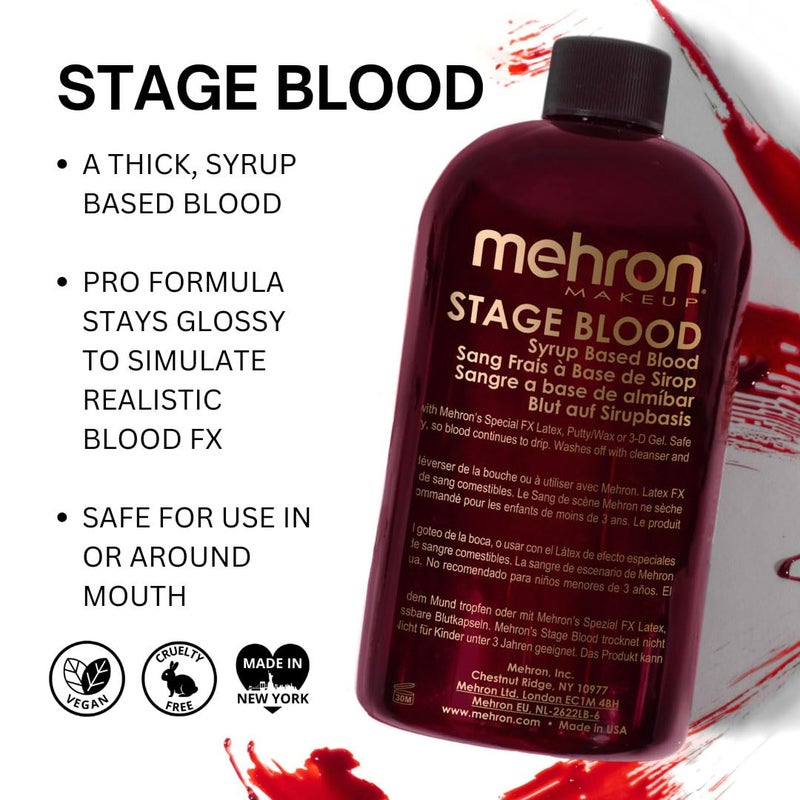 Mehron Makeup Stage Blood | Realistic For Halloween | Washable Fake Blood for Special FX, Stage & Screen, Halloween, & Cosplay (16 oz) (Dark Venous) - Image 3