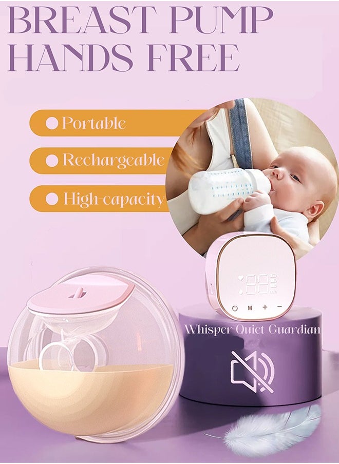Mi VAZA Portable Hands-free Breast Single Pump Wearable, Ultra-silent Hands Free Breast Pump With Smart LCD Display, 3 Modes & 9 Levels Rechargeable Wireless Portable Milk Pump Memory Function - Pink  - Image 1