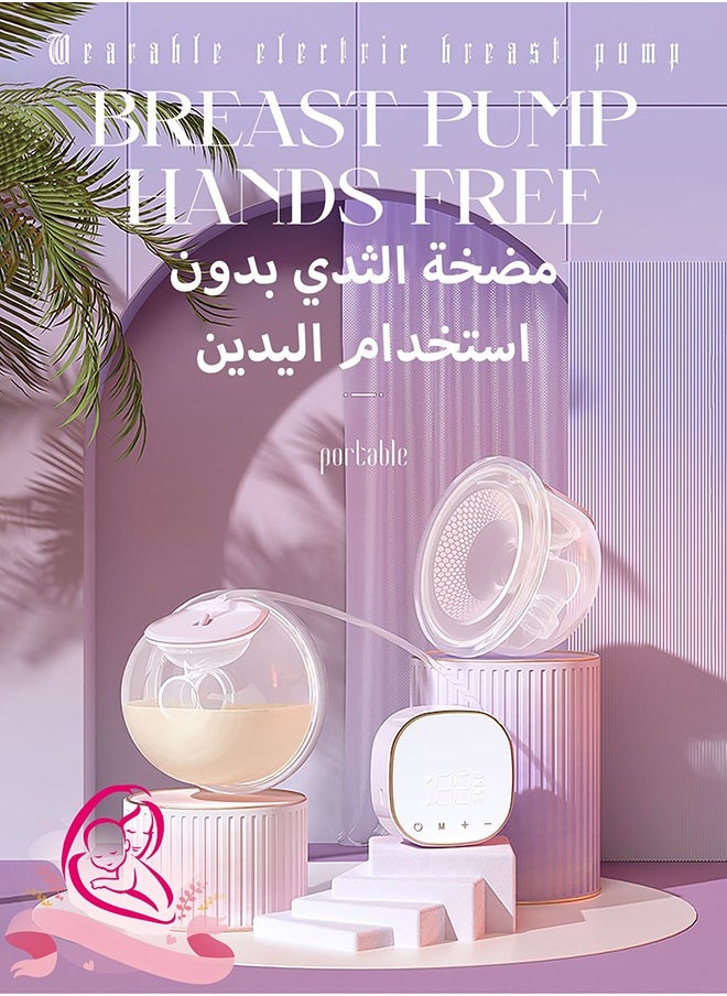 Mi VAZA Portable Hands-free Breast Single Pump Wearable, Ultra-silent Hands Free Breast Pump With Smart LCD Display, 3 Modes & 9 Levels Rechargeable Wireless Portable Milk Pump Memory Function - Pink  - Image 2