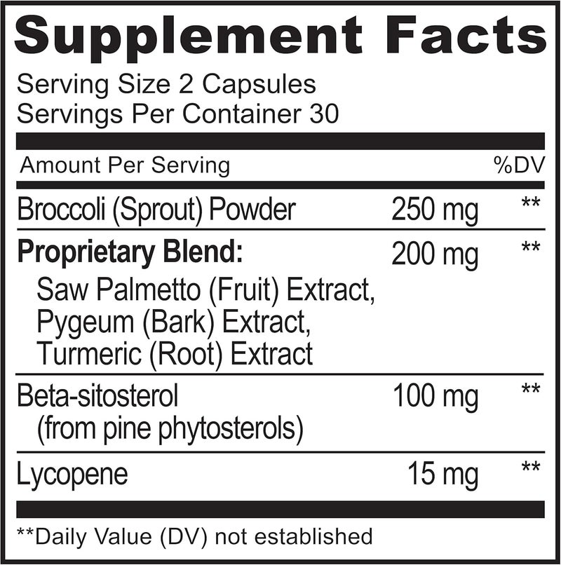 NATURELO Prostate Urinary Health Comprehensive Formula with Saw Palmetto Pygeum Tumeric Plant Sterols Broccoli and Lycopene 60 Vegetarian Capsules - Image 5
