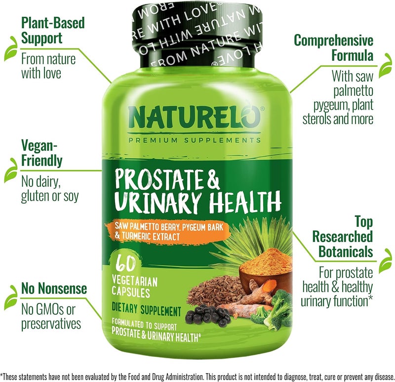 NATURELO Prostate Urinary Health Comprehensive Formula with Saw Palmetto Pygeum Tumeric Plant Sterols Broccoli and Lycopene 60 Vegetarian Capsules - Image 4