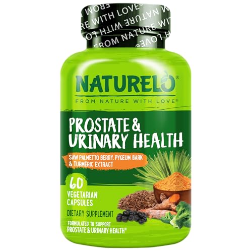 NATURELO Prostate Urinary Health Comprehensive Formula with Saw Palmetto Pygeum Tumeric Plant Sterols Broccoli and Lycopene 60 Vegetarian Capsules - Image 1