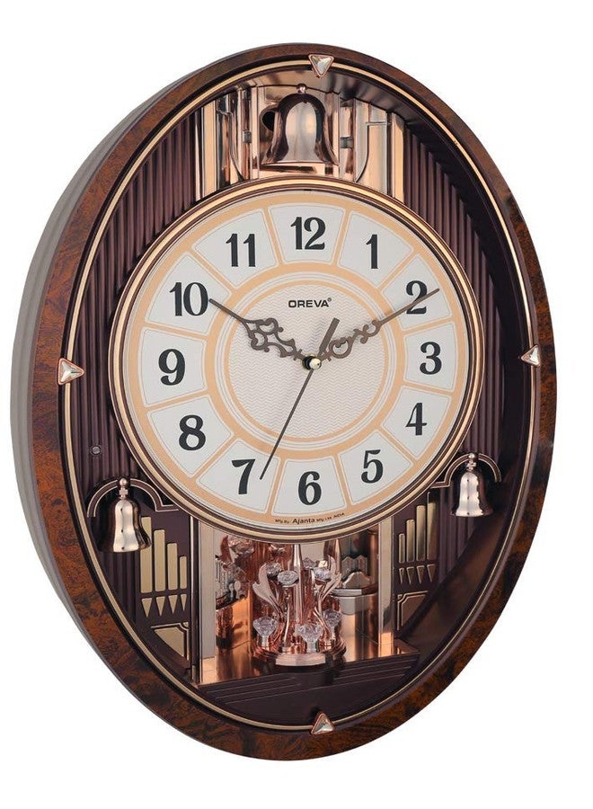 Oreva Plastic Rotating, Swinging and Musical Pendulum Wall Clock (36.0 cm x 9.0 cm x 49.5 cm, AQ-2227) (Copper) - Image 2