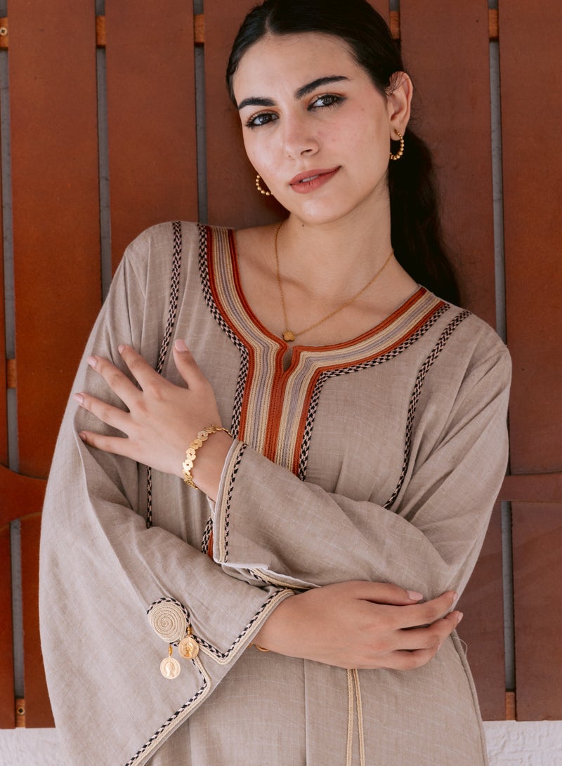 افندينا  جلابية كتان بأناقة طبيعية ولمسة عصرية - Image 1