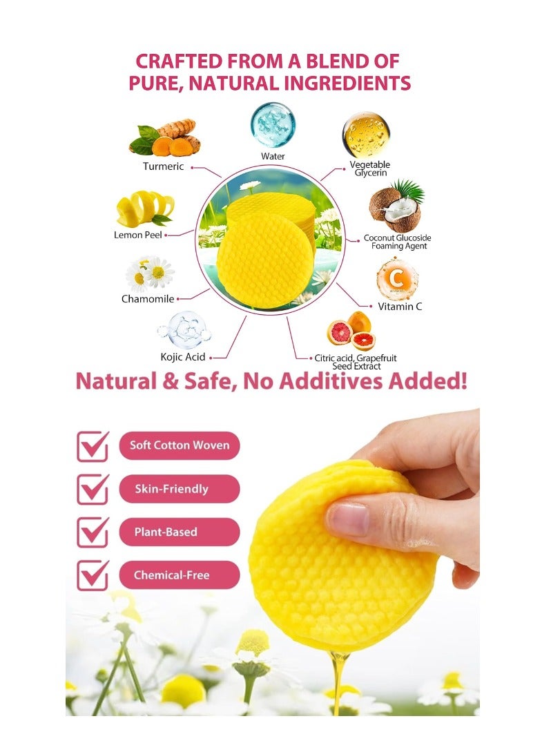 MOSH 40Pcs Kojic Acid & Turmeric Cleansing Pads for Dark Spots Turmeric Kojic Acid Cleansing Pads Helps Balance Skin Oil & Water Fade Spot Remove Excess Keratin Clean Oil Kojic Acid Pads - Image 2