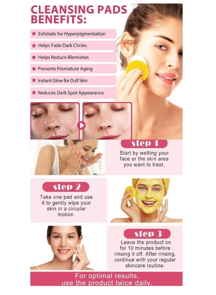MOSH 40Pcs Kojic Acid & Turmeric Cleansing Pads for Dark Spots Turmeric Kojic Acid Cleansing Pads Helps Balance Skin Oil & Water Fade Spot Remove Excess Keratin Clean Oil Kojic Acid Pads - Image 3