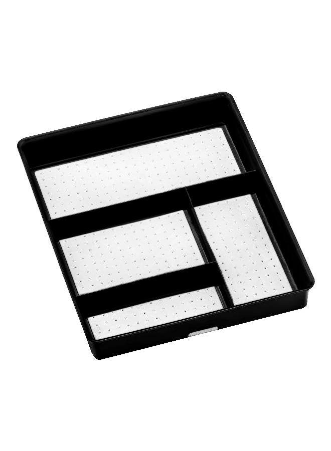 Madesmart Classic Non Slip Base 4 Compartment Gadget Tray Organizer Black 5.72 x 30.71 x 37.16 cm 95-14222-06  - Image 1