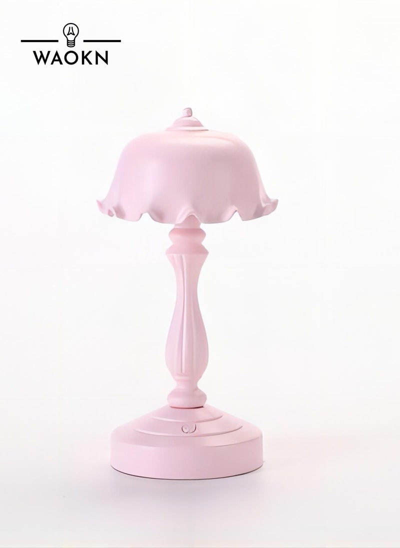 WAOKN Vintage Table Lamp Ins Lotus Leaf Small Night Lamp Lovely Girl Romantic Bedroom Creative Lighting Nordic Style Mini Night Light 