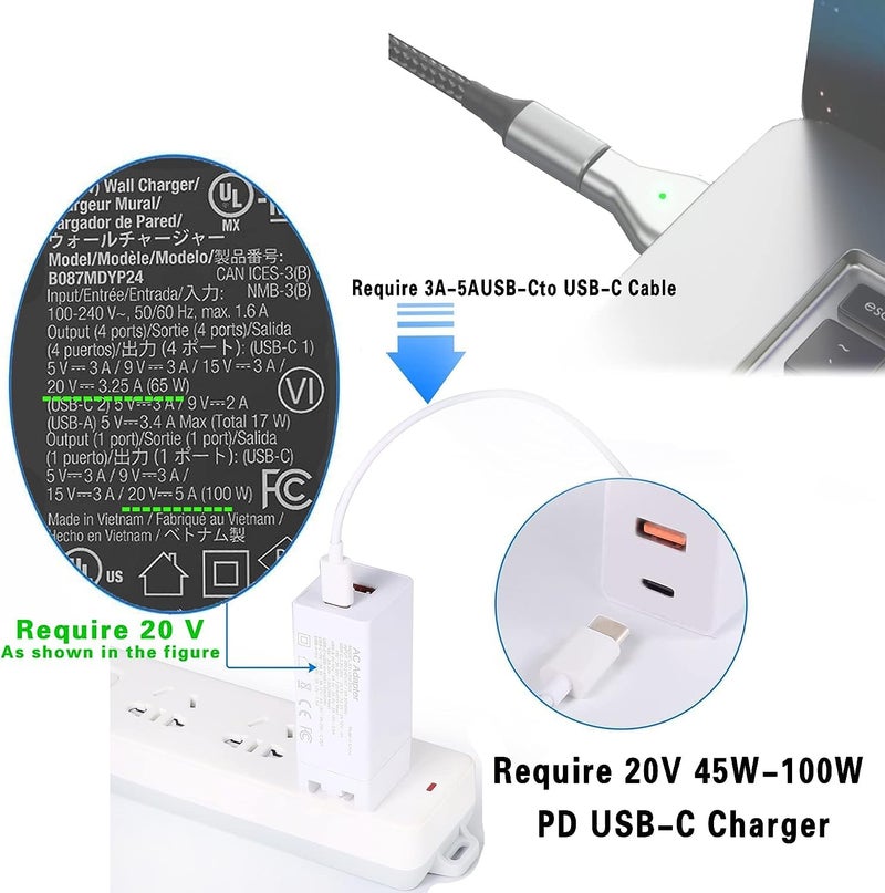 Tobo USB C to Magnetic Adapter, Type-C to Magnetic 2 T-Head PD 100W Power Fast Charging Converter Compatible with 2013-2015 MacBook Air Pro TD-1076TC (TD-1076TC) - Image 2