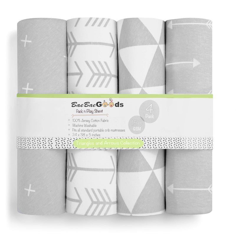 Pack N Play Sheets  100 Super Soft Jersey Knit Cotton Mattress Sheets  Portable Mini Crib Sheets 24 x 38 x 5 in Pack  Play Pattern