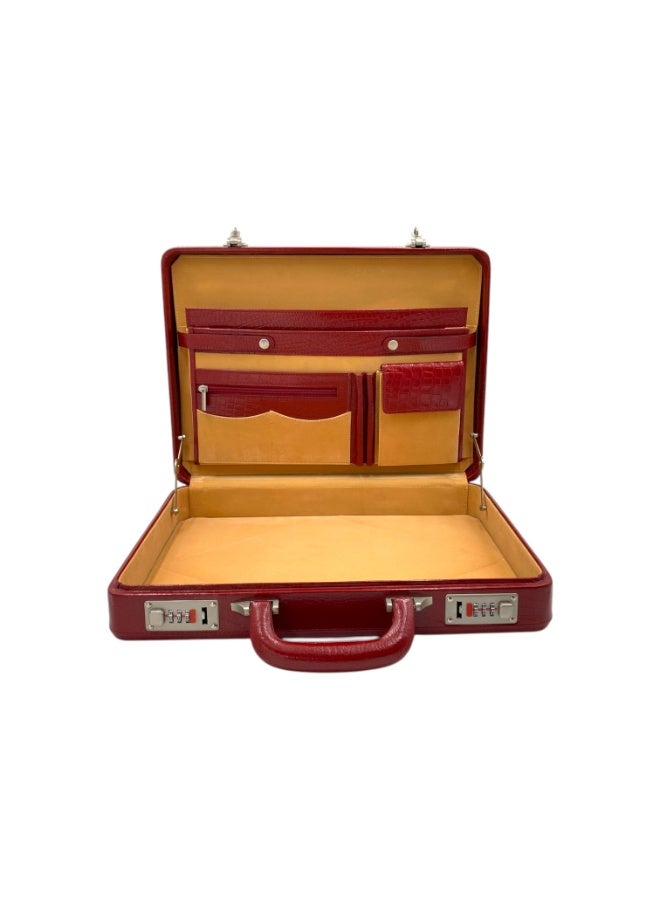 LAVERI LEATHER Briefcase Leather Business Bag Expanding Executive Case Cherry Croco - Image 5