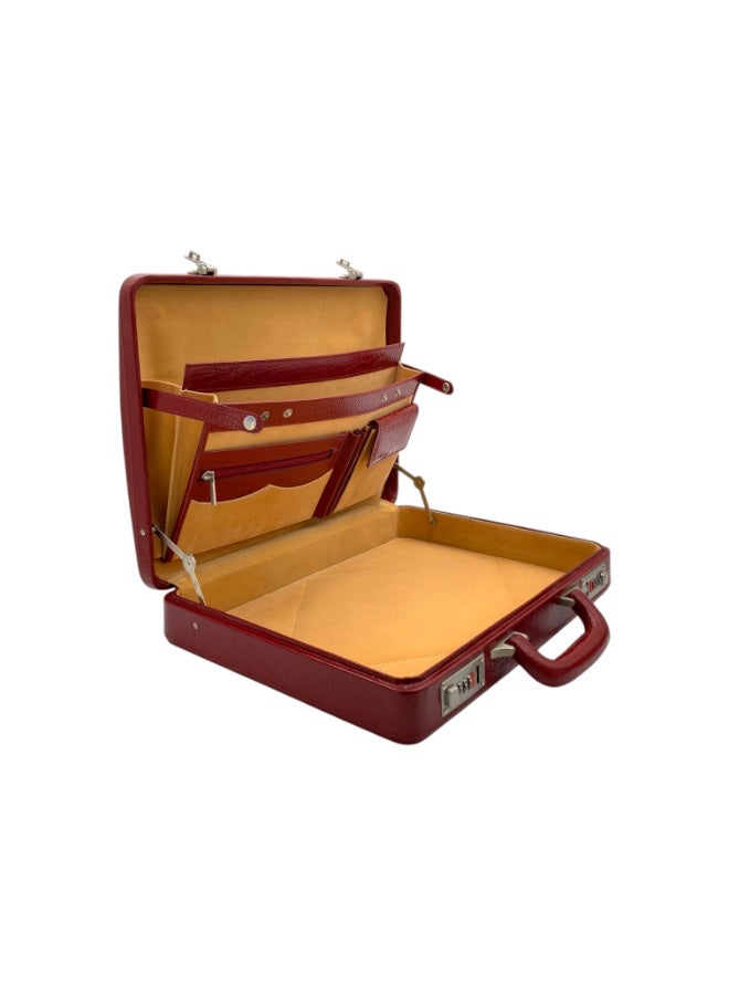 LAVERI LEATHER Briefcase Leather Business Bag Expanding Executive Case Cherry Croco - Image 1