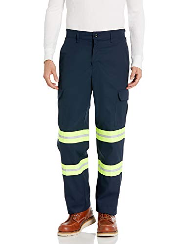 Red Kap Men's Enhanced Visibility Industrial Cargo Pant, Navy Fluorescent Yellow Trim, 36W x 30L - Image 4