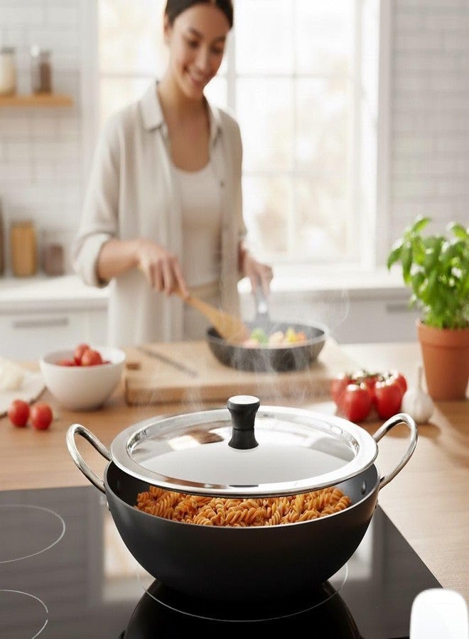 KCL Stainless Steel Tope Lid with Knob – 26.5 cm Diameter | Ciba Cover for Handi, Kadai, Saucepan | Rust-Free & Durable – 1 Unit - Universal Lids - Image 4