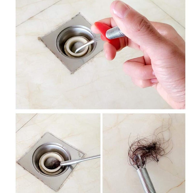 Dkriva أدوات تنظيف الشعر متعددة الوظائف والاستخدامات من دكريفا - أداة تنظيف المجاري، الأنابيب، الأحواض، المدخنة، حوض الغسيل ومخلب تنظيف المجاري بسلك نابض لمغاسل المطبخ من الفولاذ المقاوم للصدأ (1 قطعة) - Image 4