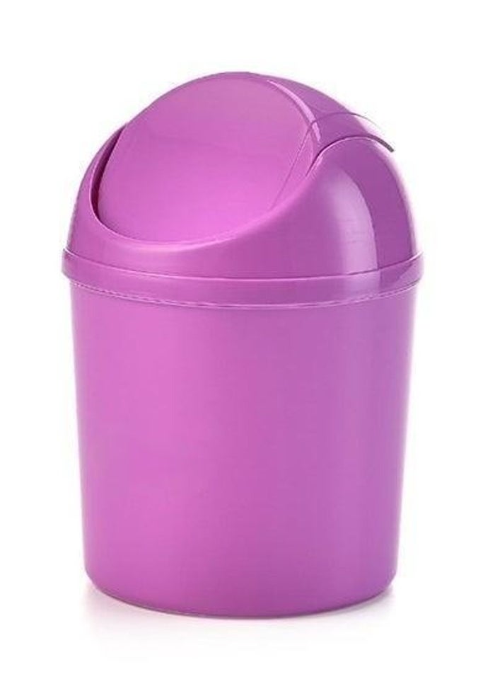 Rubik Mini Desk Trash Can with Lid for Office Bathroom Vanity Table, Small Desktop Coffee Kitchen Countertop Garbage Storage Basket Bin (Purple)  - Image 1