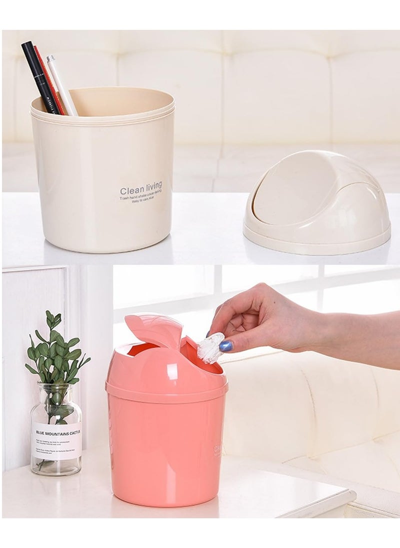 Rubik Mini Desk Trash Can with Lid for Office Bathroom Vanity Table, Small Desktop Coffee Kitchen Countertop Garbage Storage Basket Bin (Purple)  - Image 5