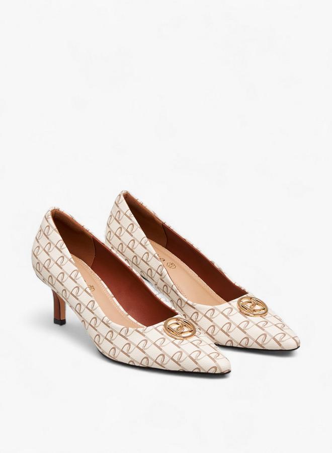 Paprika Printed Slip-On Shoes with Kitten Heels - Image 3