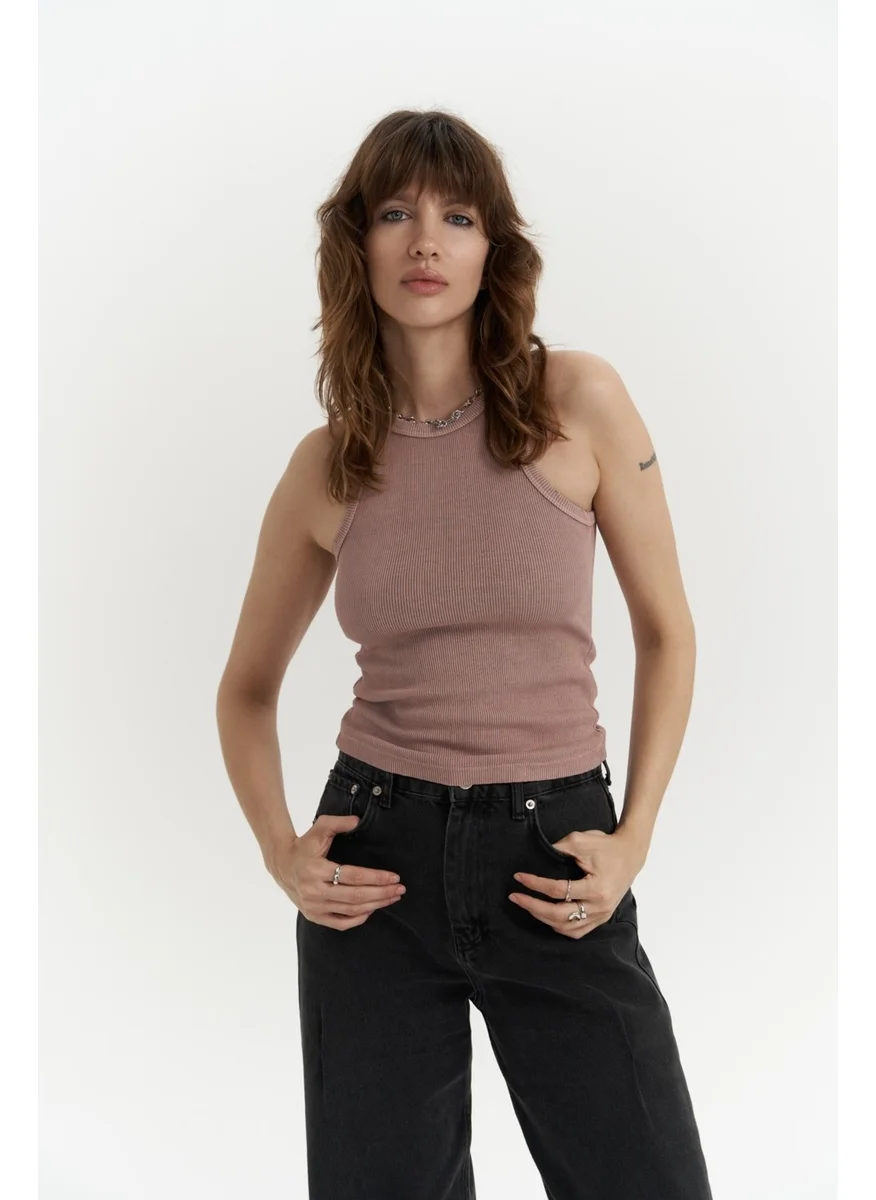 Mai Collection Bone Powder Washed Corduroy Crop