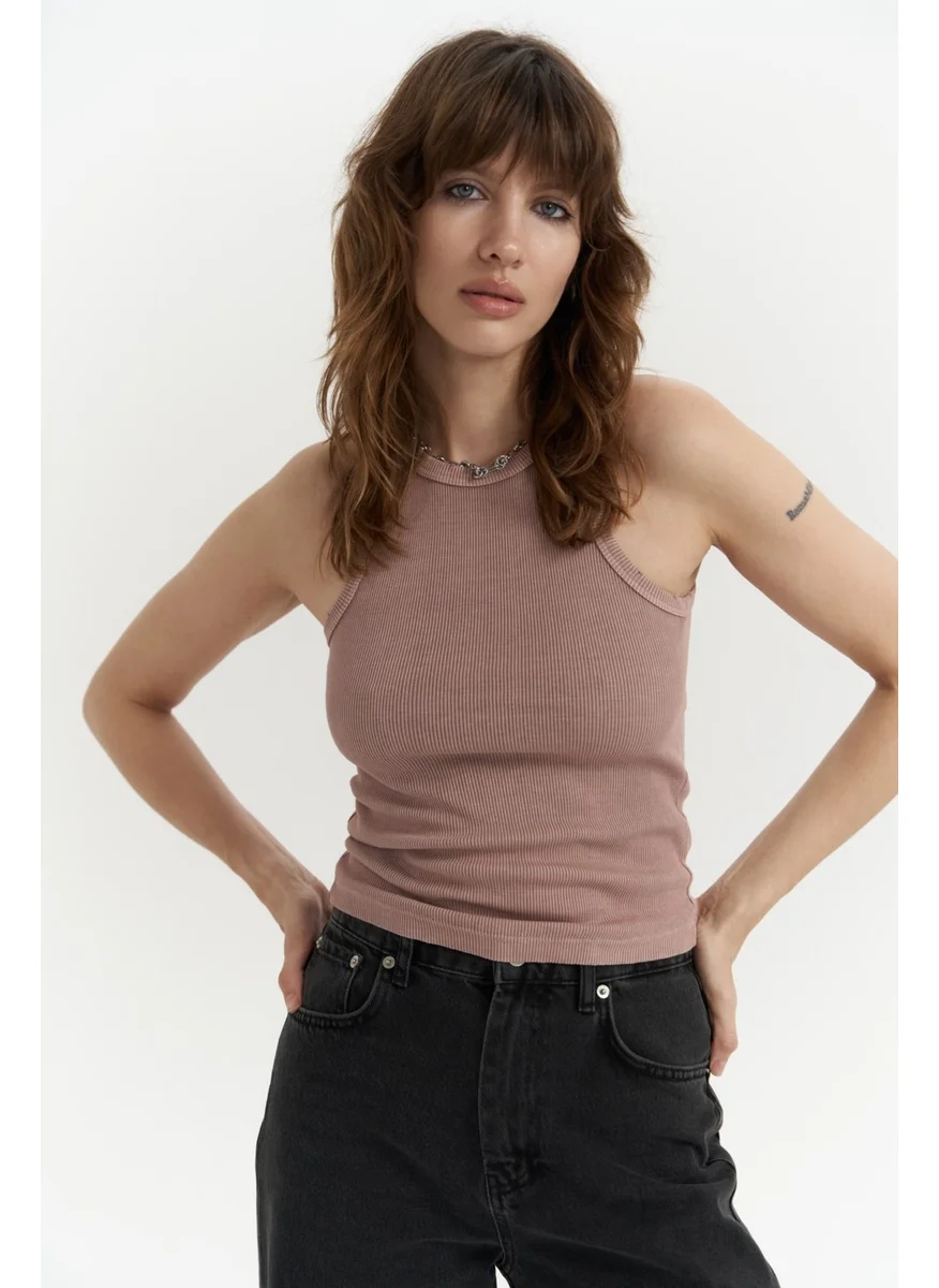 Mai Collection Bone Powder Washed Corduroy Crop