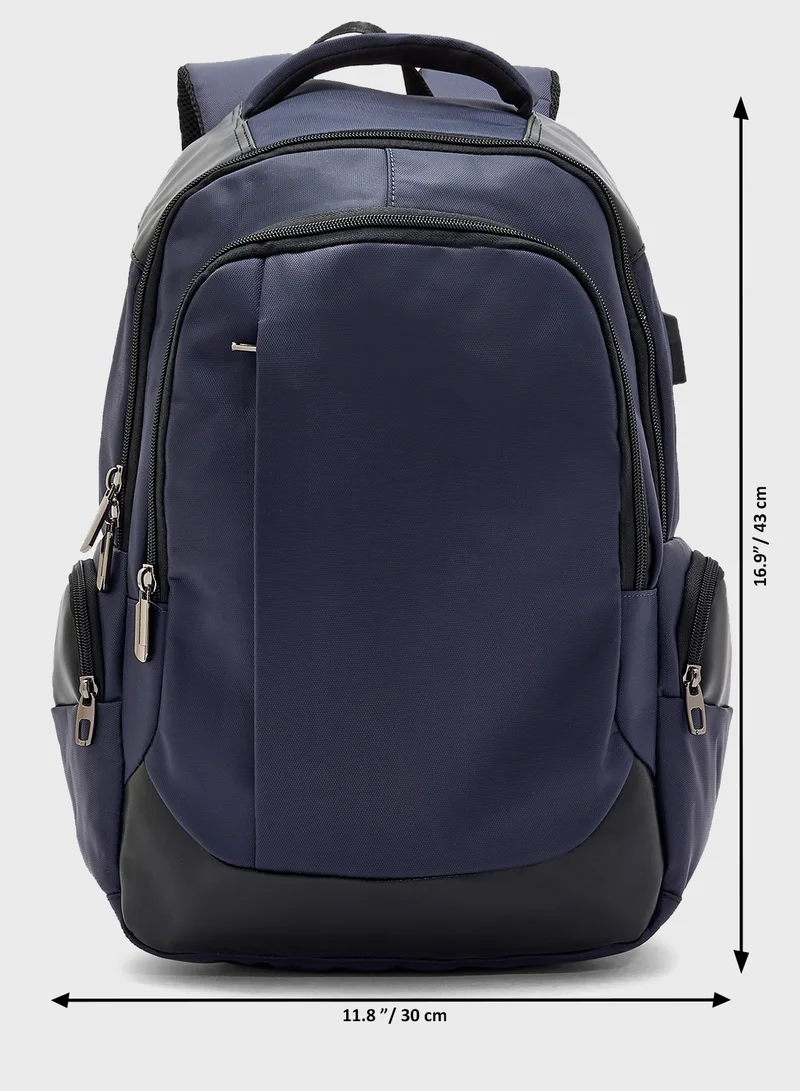 Robert Wood Premium Backpack With Pocket Organiser And Usb Port