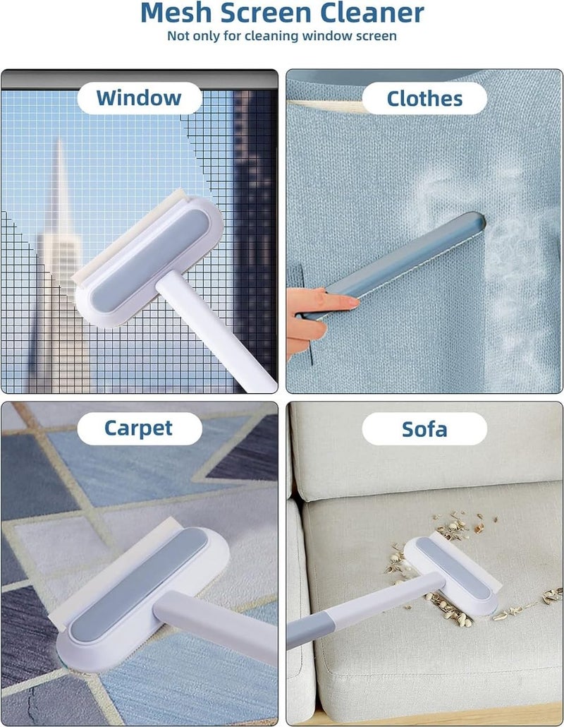 DODGE 'N WOLVES Multifunctional Screen Brush 4 in 1 with Extended Handle for Window and Mesh Cleaning, Double Sided Mosquito Net Cleaner Grey - Image 4
