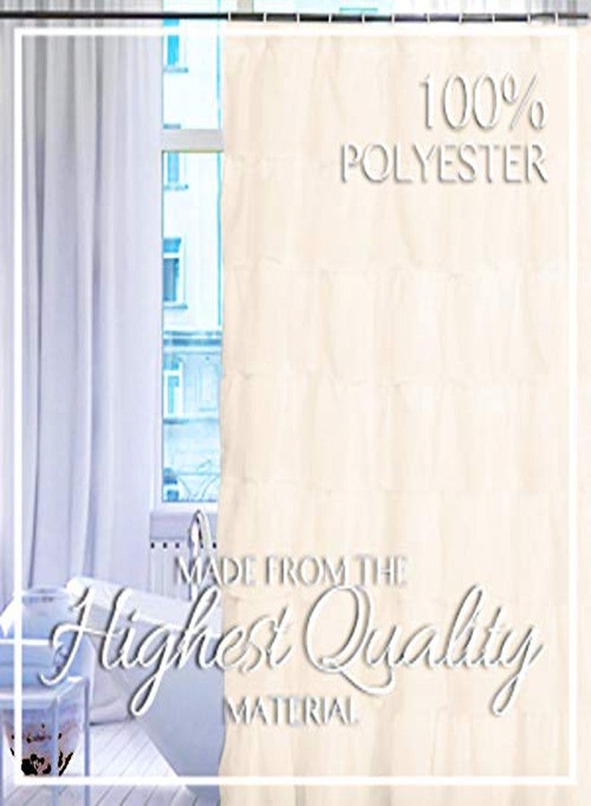 Gee Di Moda Gypsy Ruffled Shower Curtain, 100% Polyester Fabric Bathroom Drapes - Housewarming Gift - 70 Inch Wide by 72 Inch Long, Cream - Image 3