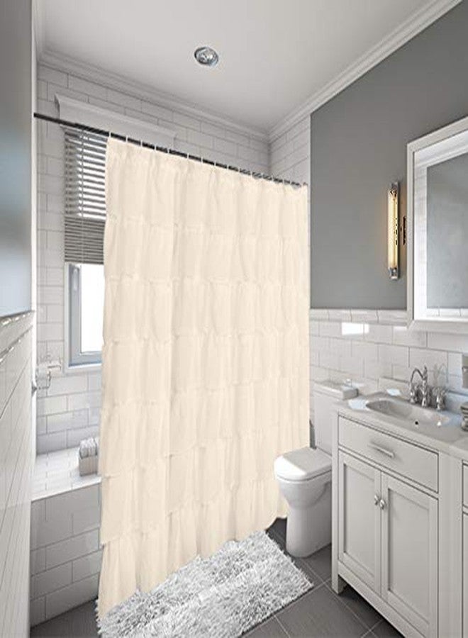 Gee Di Moda Gypsy Ruffled Shower Curtain, 100% Polyester Fabric Bathroom Drapes - Housewarming Gift - 70 Inch Wide by 72 Inch Long, Cream - Image 2