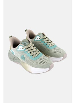 Women Lace Up Training Shoes, Sage Green Combo