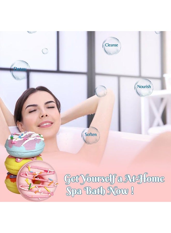 YelaJoy 4 pcs Bath Bombs Set, Donut Bath Bomb Gift Set, Natural Organic Bubble Bathbombs for Women, Gifts Stocking Stuffers Christmas Easter Self Care Gift Set for Ladies Girls Kids （ 4 Scents） - Image 2