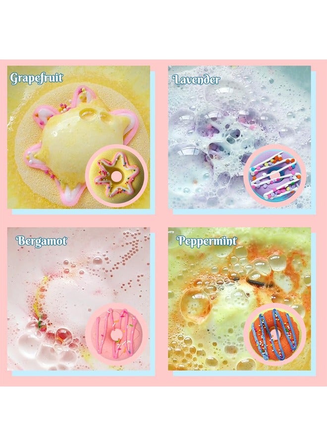 YelaJoy 4 pcs Bath Bombs Set, Donut Bath Bomb Gift Set, Natural Organic Bubble Bathbombs for Women, Gifts Stocking Stuffers Christmas Easter Self Care Gift Set for Ladies Girls Kids （ 4 Scents） - Image 5
