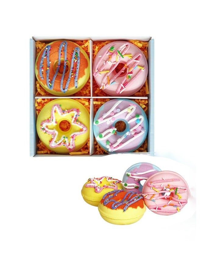 YelaJoy 4 pcs Bath Bombs Set, Donut Bath Bomb Gift Set, Natural Organic Bubble Bathbombs for Women, Gifts Stocking Stuffers Christmas Easter Self Care Gift Set for Ladies Girls Kids （ 4 Scents） - Image 1