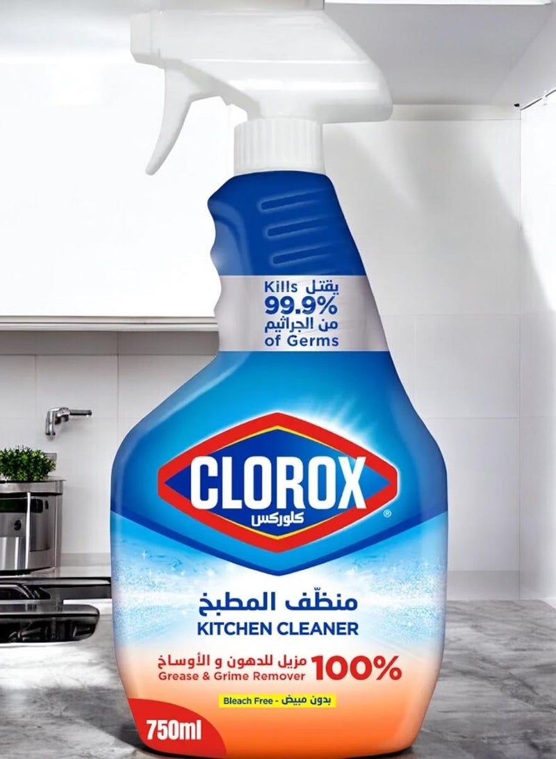 Clorox Clorox Kitchen Cleaner Spray, 750 ml, No Bleach, Kills 99.9% of Germs, 100% Grease and Dirt Remover, Easy to Use - Image 1
