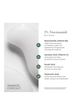 Advanced Clinicals Advanced Clinicals Niacinamide Serum | 5% Niacinamide Serum For Face With Hyaluronic Acid, Ferulic Acid, Aloe Vera, & Fruit Extracts Helps Improve Look Of Dark Spots & Uneven Skin Tone, 1.75 Fl Oz  - Image 4