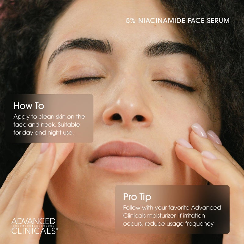 Advanced Clinicals Niacinamide Serum | 5% Niacinamide Serum For Face With Hyaluronic Acid, Ferulic Acid, Aloe Vera, & Fruit Extracts Helps Improve Look Of Dark Spots & Uneven Skin Tone, 1.75 Fl Oz - Image 5