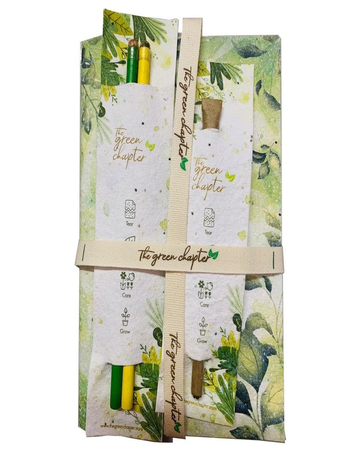 The Green Chapter Gift Set Girls Boys | Ecofriendly Plantable | 2 Seed Pencil in Plantable Pack | 1 Seed Pen | 1 Diary | 1 Jute Bag - Image 1