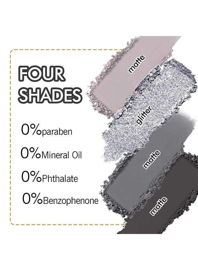 Faiccia Mojito Quad Eyeshadow, 4 Shades Smoky Gray & Black with Glitter, Matte & Shimmer for Edgy & Neutral Looks 01# - Image 3