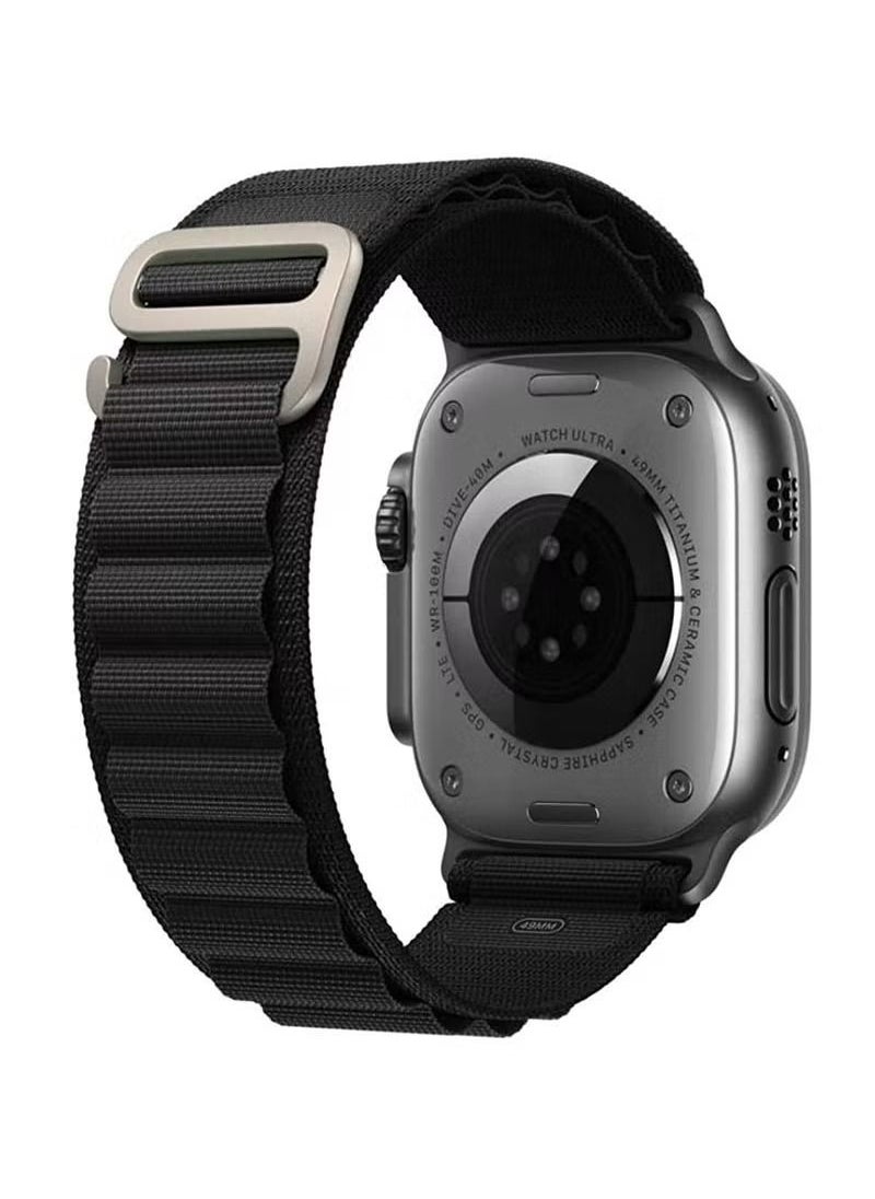 IAF - Alpine Loop Band 49mm 45mm 44mm for Apple Watch Series Ultra/8/SE/7/6/5/4/3/2/1 Nylon Woven Textile Loop Sport Strap Wristband Black - Image 1