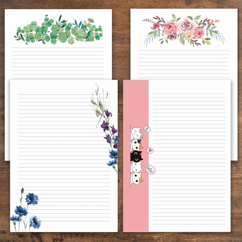 Zaslan Floral Cute Project Papers, Stationery Writing Paper 100 GSM (Pack of 68 Project Sheets - A4 Size - Ruled One Side) Combo 1… - Image 1