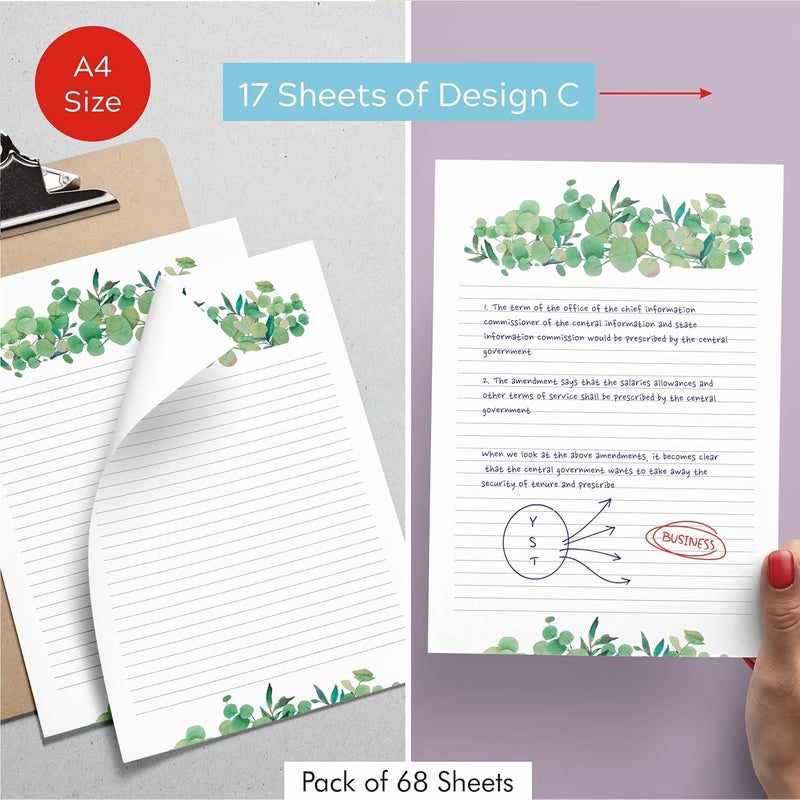 Zaslan Floral Cute Project Papers, Stationery Writing Paper 100 GSM (Pack of 68 Project Sheets - A4 Size - Ruled One Side) Combo 1… - Image 5