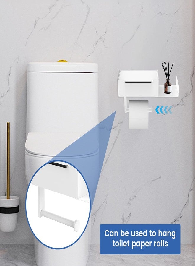 Hevtsde Toilet Paper Holder with Shelf - Carbon Steel Wipes Dispenser for Bathroom, Easy Cleaning No Drilling Wall Mount Toilet Roll Holder with Storage for Home Hotel Kitchen - Image 4