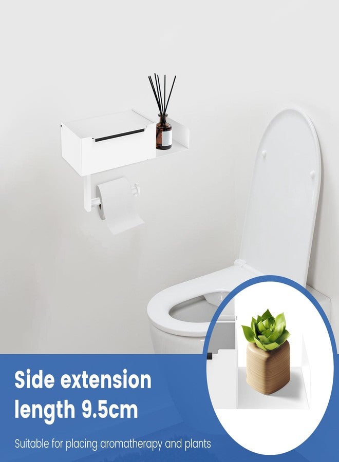Hevtsde Toilet Paper Holder with Shelf - Carbon Steel Wipes Dispenser for Bathroom, Easy Cleaning No Drilling Wall Mount Toilet Roll Holder with Storage for Home Hotel Kitchen - Image 5