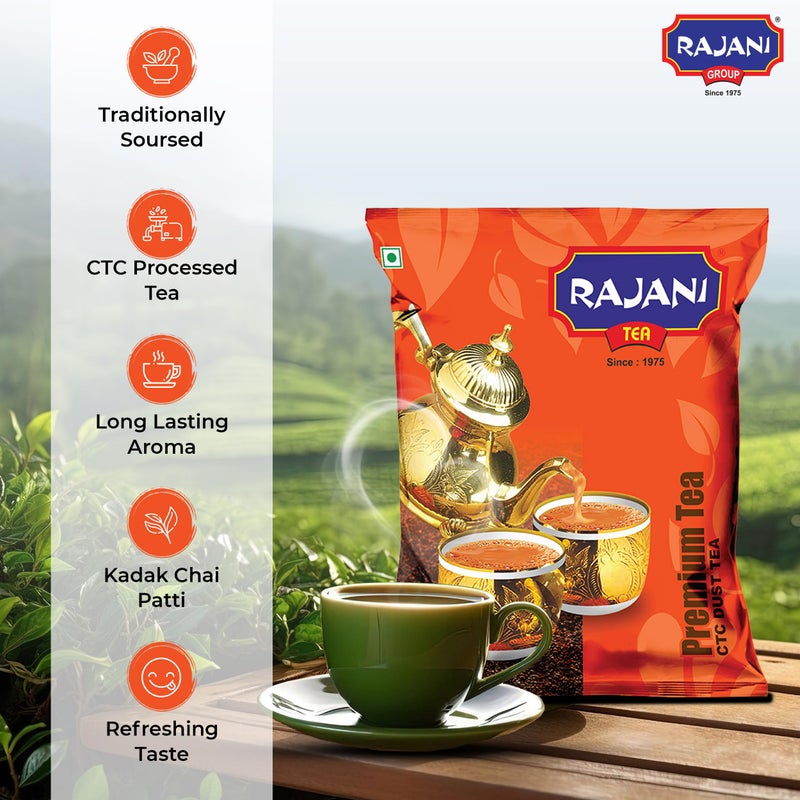 RAJANI Premium Dust Tea Powder (1.5Kg), Organic Kadak Chai Patti From The Fields Of Assam With Strong & Refreshing Aroma, Long Traditional Chai, No Flavors Added, CTC Process Black Tea - Image 3