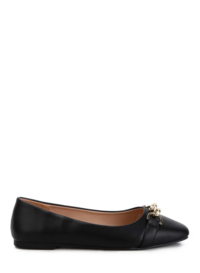 London Rag Embellished Flat Ballets in Black
