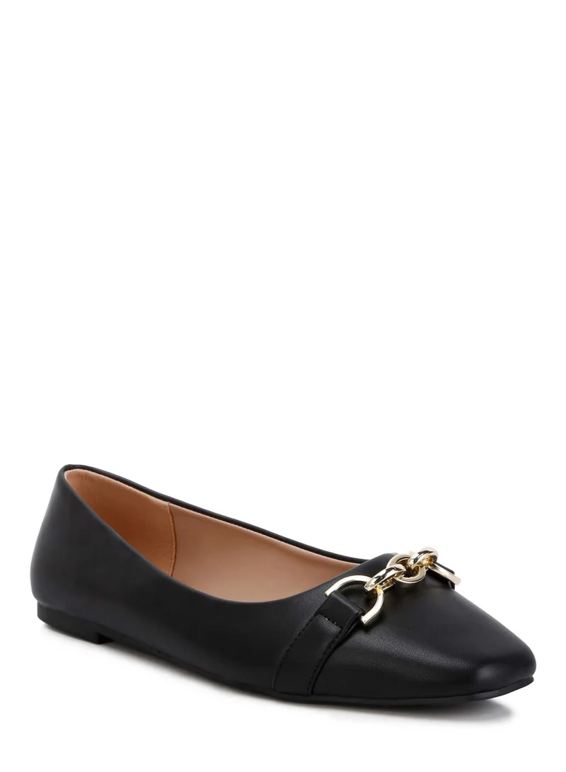 London Rag Embellished Flat Ballets in Black