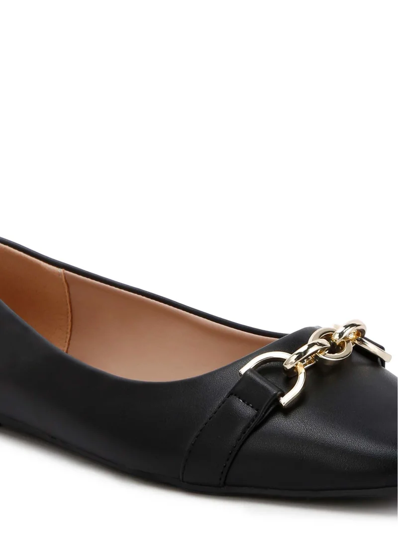 London Rag Embellished Flat Ballets in Black