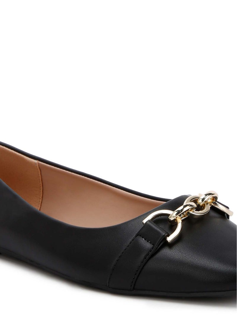 لندن راج باليه مسطح منمق باللون الأسود - Image 5