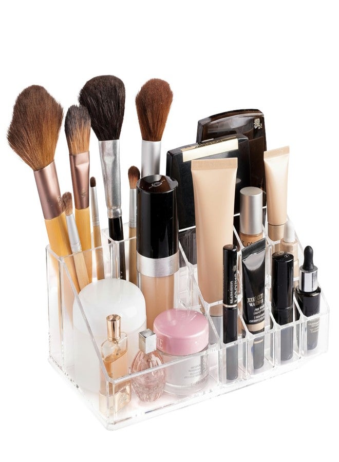 Masirs Clear Makeup Organizer - 16-Compartment Cosmetic and Jewelry Holder with 4 Drawers - Vanity Storage Box for Makeup, Skincare, Accessories, and Jewelry Display - Image 4