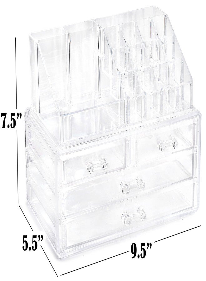 Masirs Clear Makeup Organizer - 16-Compartment Cosmetic and Jewelry Holder with 4 Drawers - Vanity Storage Box for Makeup, Skincare, Accessories, and Jewelry Display - Image 2