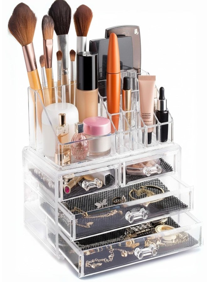 Masirs Clear Makeup Organizer - 16-Compartment Cosmetic and Jewelry Holder with 4 Drawers - Vanity Storage Box for Makeup, Skincare, Accessories, and Jewelry Display - Image 3